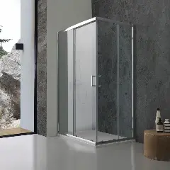 90x90 Kare Şeffaf Cam Duşakabin Parlak Krom Profil